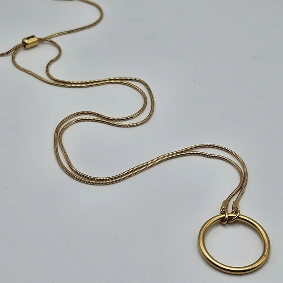 Madewell Gold Plated Brass Adjustable Ring Choker Necklace - Picture 8 of 8